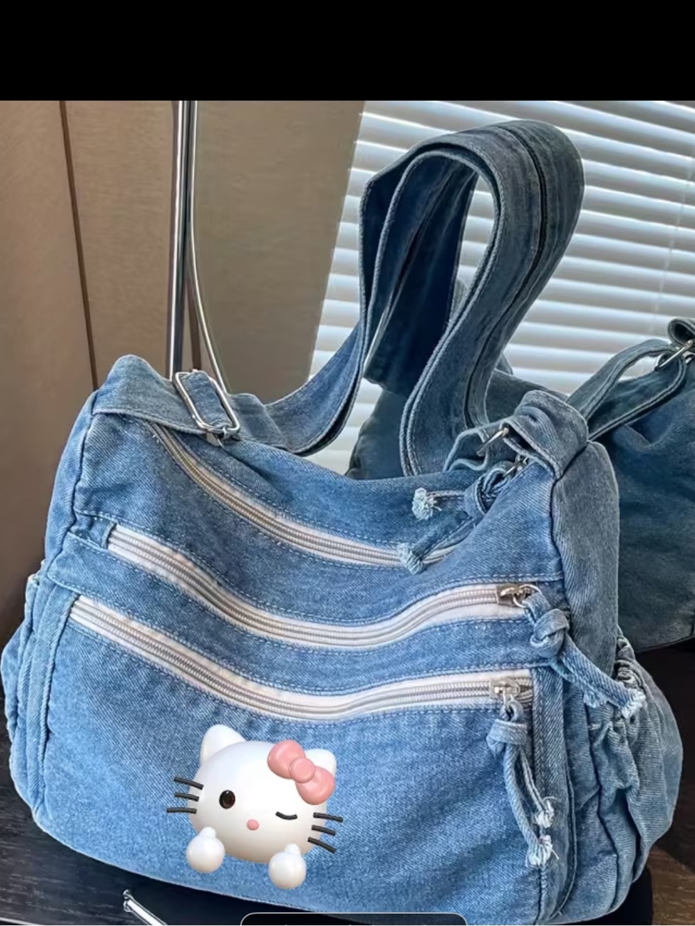 Hello Kitty Denim Crossbody or Shoulder Bag with TONS of Pockets